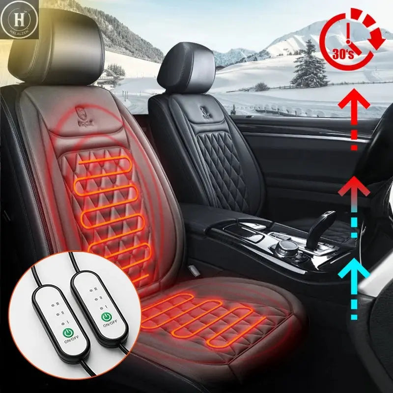 12V Heated Car Seat Cushion Cloth/Flannel Car Seat Heater Winter Warmer Seat Heating Car Accessories Heating Pads Set Universal HALALZEN