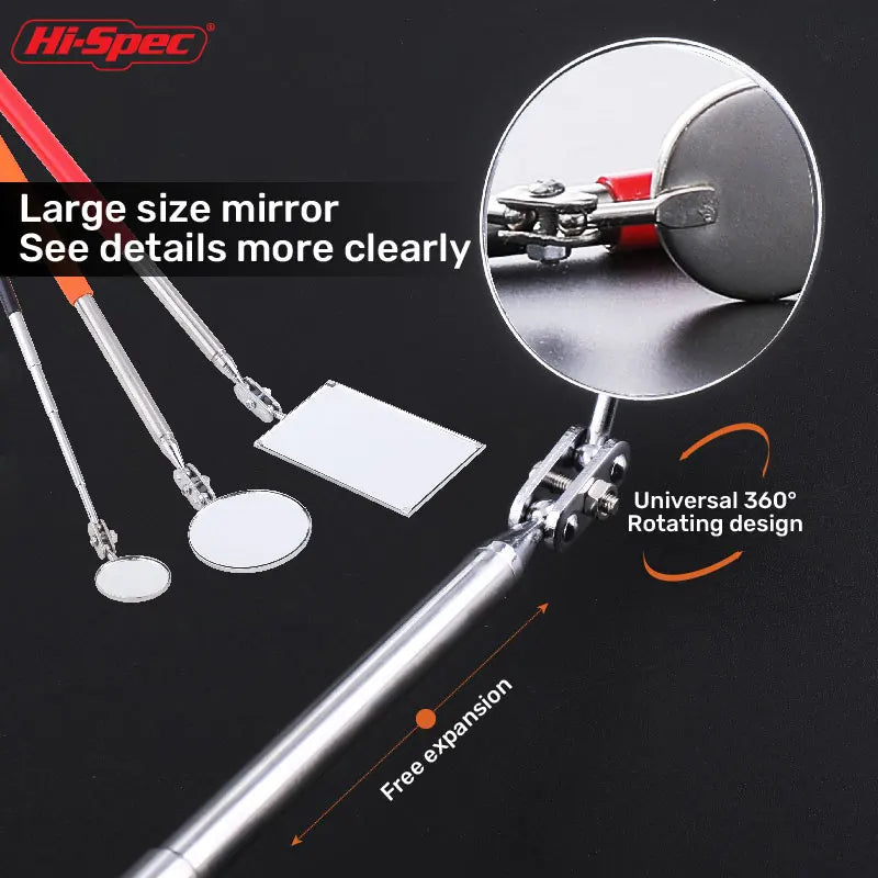 Extendible Inspection Rotatable Mirror Auto Telescoping Inspection Round Mirror Extending Hand Tools Set Detection Tool
