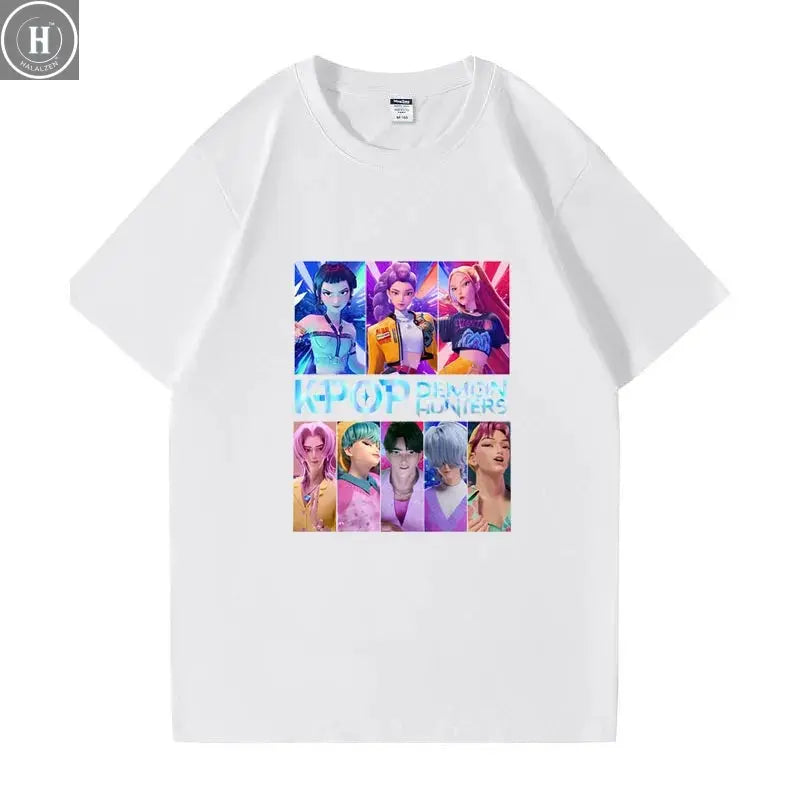 Kpop Demon Hunters HUNTRIX Saja Boys T Shirts Girls O-Neck Casual Women Summer Shirts Cotton T-shirt High Quality Clothing Tops HALALZEN