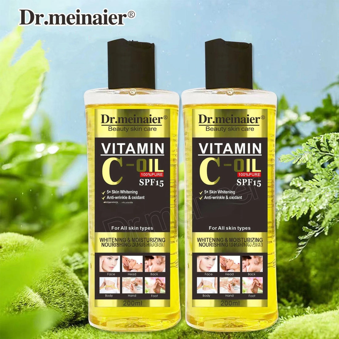 200ml Vitamin C Whitening Facial Essential Oils Vitamin E Body Moisturizing Massage Oil Natural SPA Emollient Oil HALALZEN