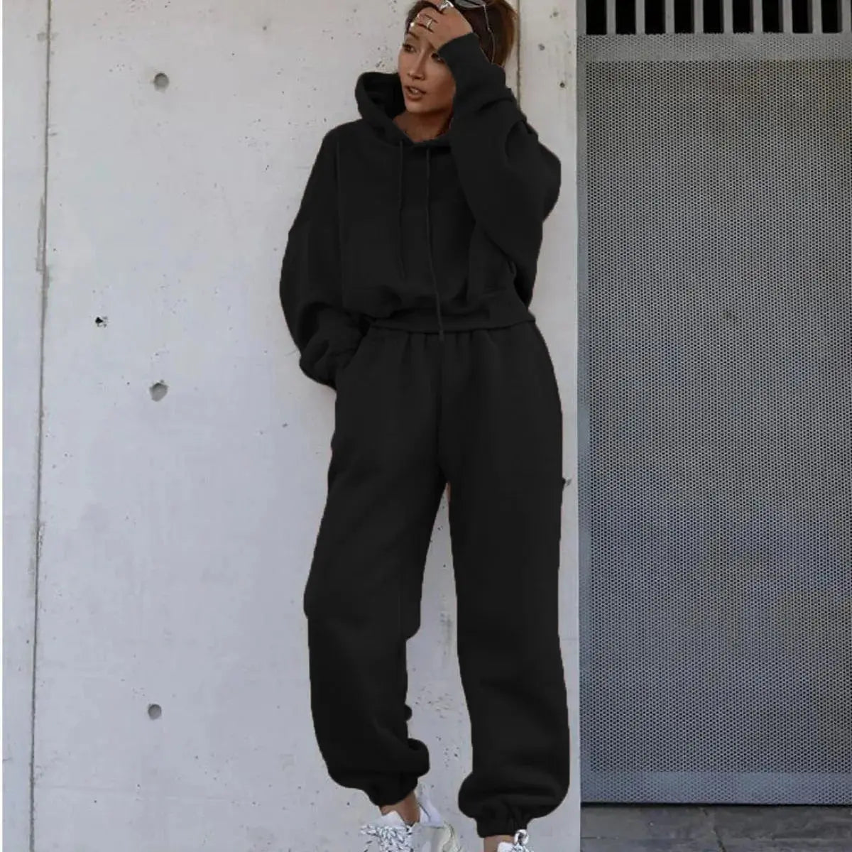 Sport Thick Winter Women Tracksuit Pink Fleece Sweatpants and Sweatshirts Suit for Women Pants And Top Set 2 Piese Set Halalzen UK