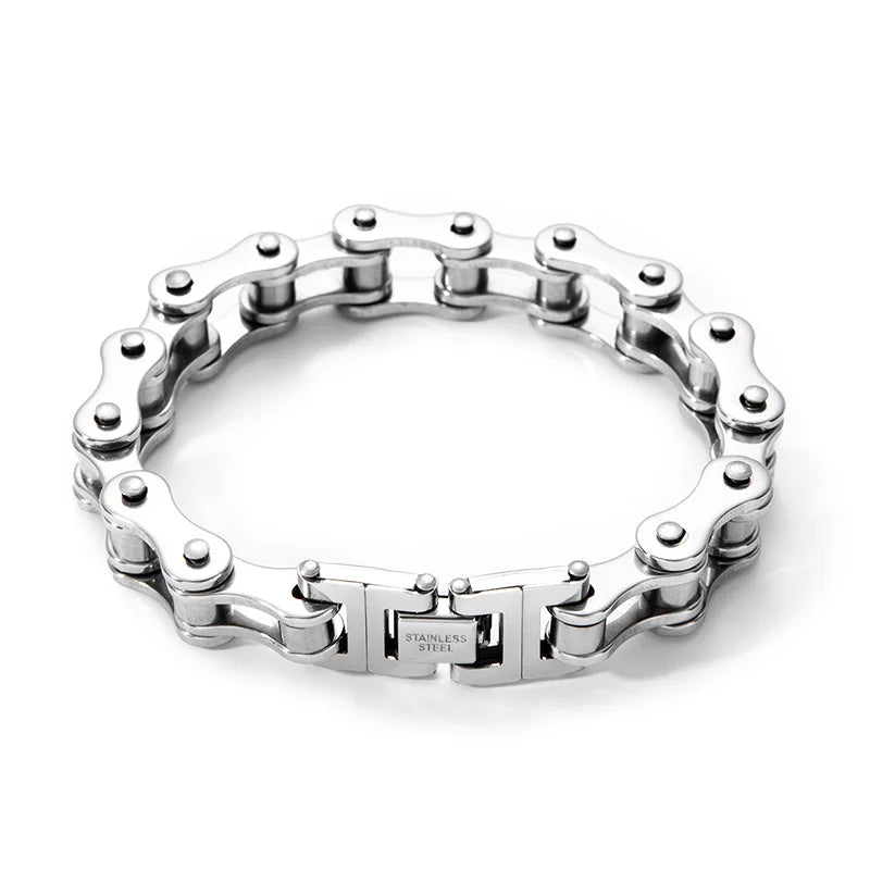 1Pcs Men's Stainless Steel Bracelet Creative Imitation Bicycle Chain Bracelet Trendy Punk Style Daily Wear Accessories