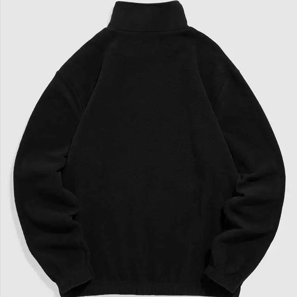 ZAFUL Hoodie for Men Fuzzy Polar Fleece Sweatshirt Letter Embroidered Turtleneck Streetwear Pullover Winter Unisex Zipper Sweats