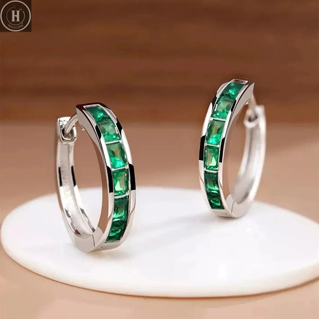 Huitan Classic Design Women Hoop Earrings Full with Princess Square CZ HALALZEN