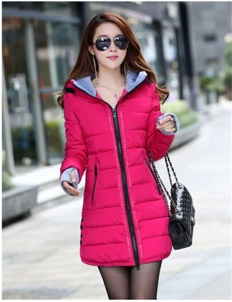 Fashion Casual Women Waterproof Down Cotton Jacket Autumn Winter Long Parkas Overcoat Warm Thick Lady Hooded Padded Coat