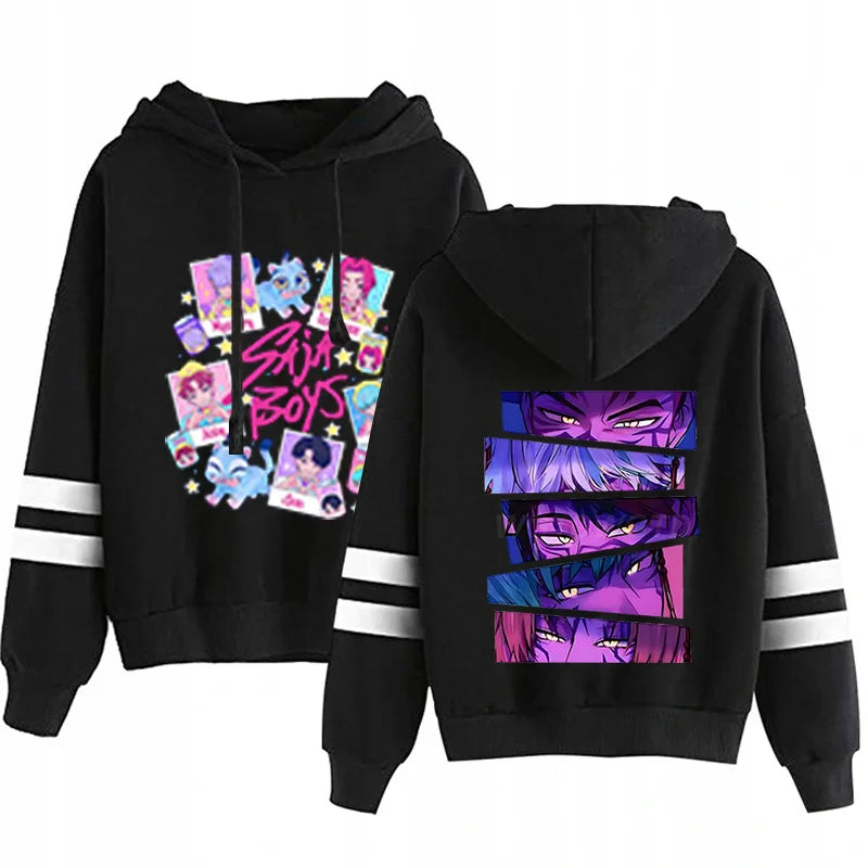 Kpop Demon Hunters Fashion Hoodie Long Sleeve Double Bar Trendy Streetwear