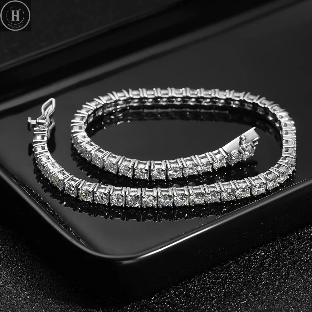 S925 Sterling Silver High Quality Fashionable  D Color VVS1 Full Moissanite Tennis Bracelet for Women Wedding Engagement Jewelry HALALZEN