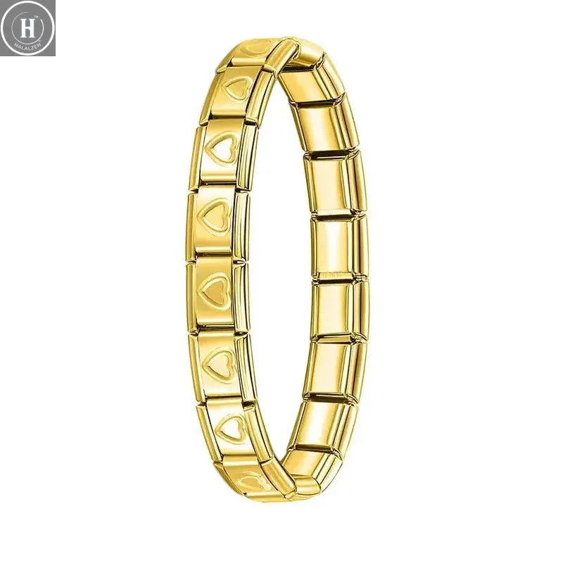 Hapiship New Women's Jewelry 9mm Width Italian Elastic Charm Bracelet Fashion Stainless Steel Bangle ST- HALALZEN