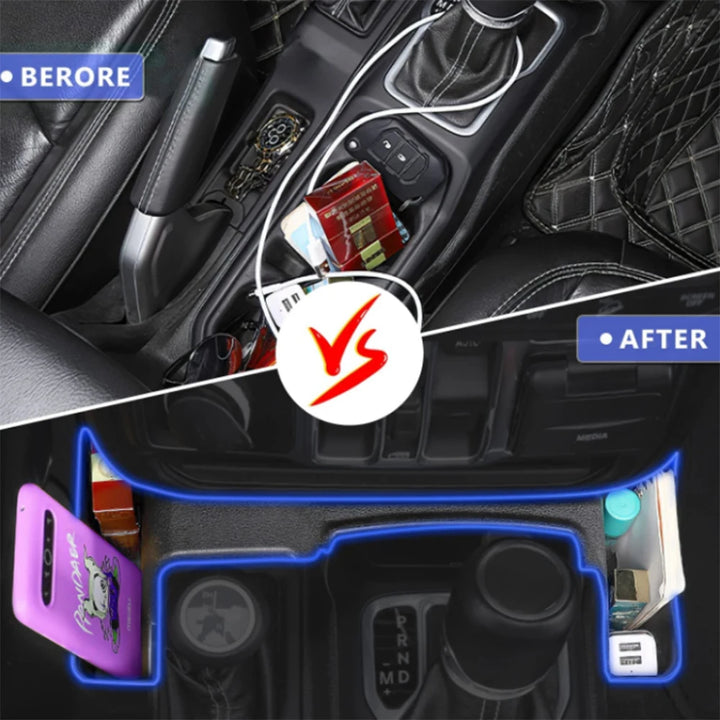 Armrest Side Storage Box Gear Shift Organizer for Jeep Wrangler JL 2018-2023 Storage Kit Interior Accessories Stowing Tidying