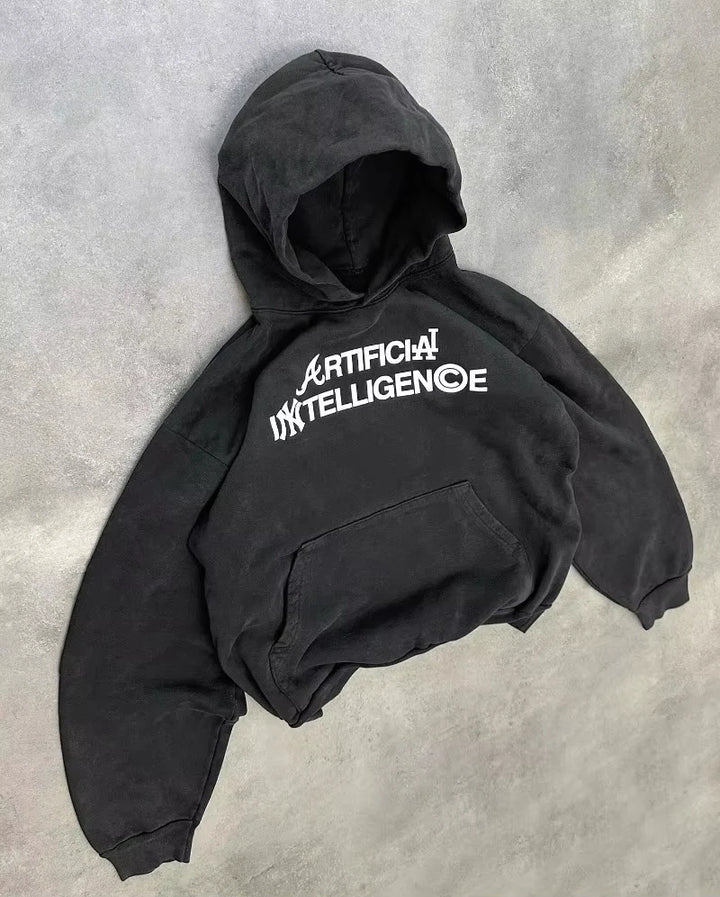 American Fashion Trend Letter Pattern Printed Oversized Hoodie Men's Y2K Street Hip-hop Harajuku Loose Versatile Pullover