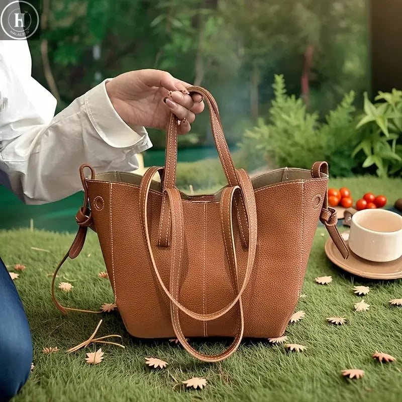 Stylish Casual Tote Bag, Large Capacity PU Leather Handbag Women Wing Bag, Fashionable Woman Bags, Commuting Shoulder Armpit Bag HALALZEN