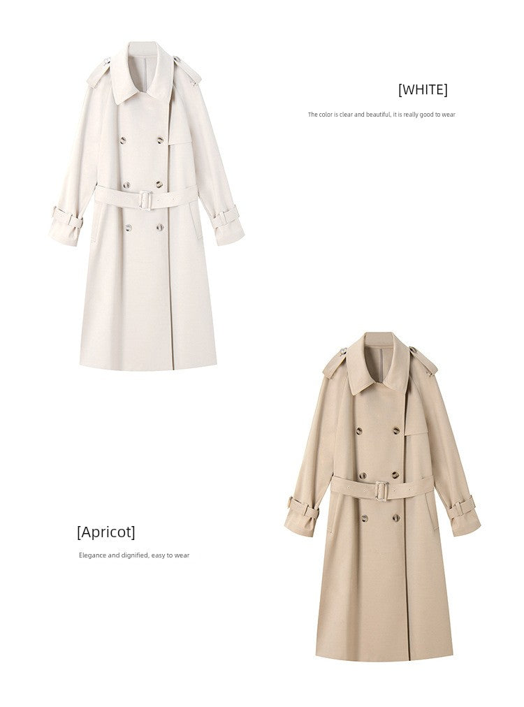 Fall New Arrival Korean Simple Casual Wind Tencel Cotton Wool Loose Mid Length Long Length Trench Coat Outwear Women