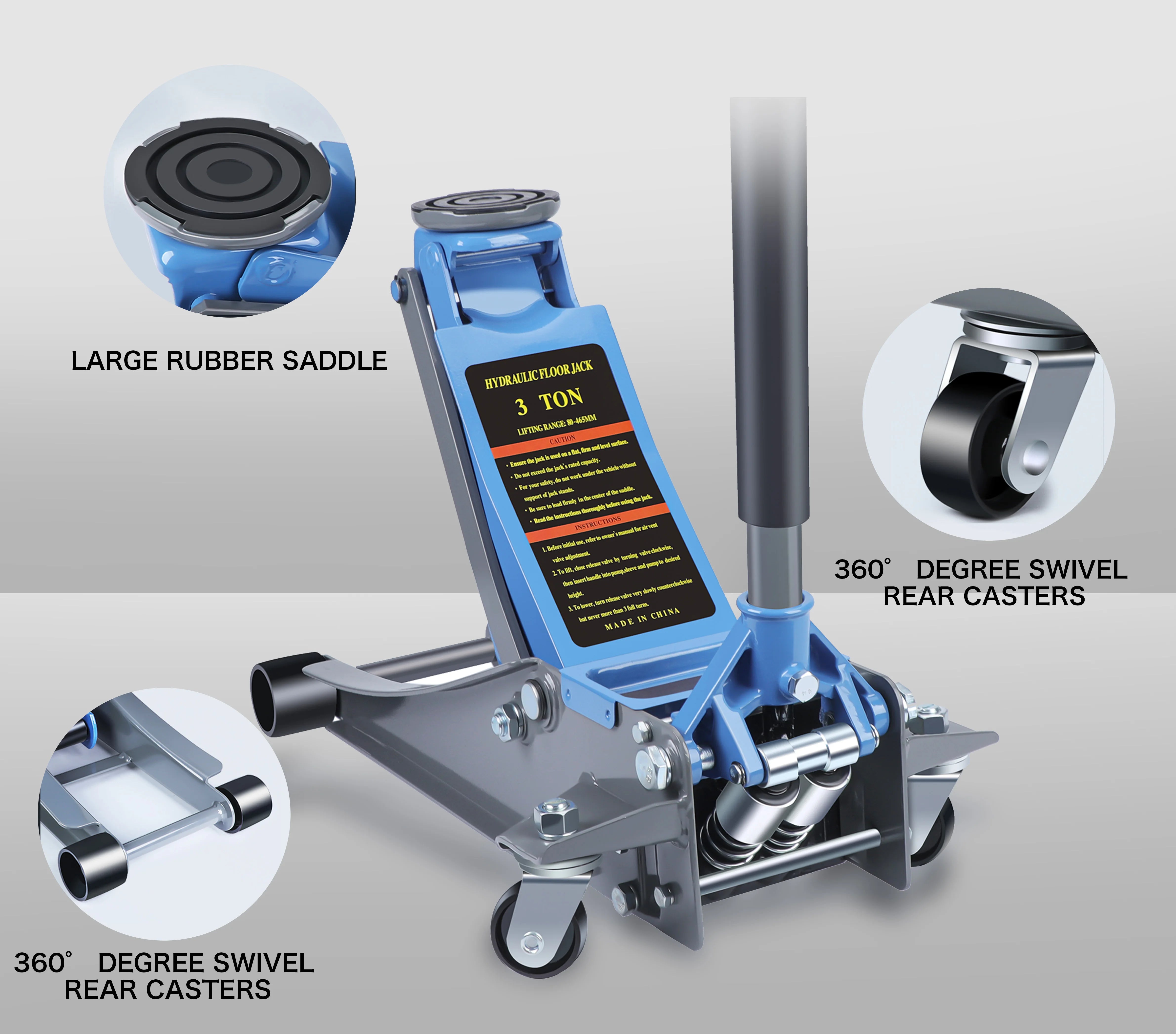 2.9 Ton Low Profile Floor Jack,Hydraulic Aluminium Steel Car Jack,Provide Stable Support,Lifting Range3.15-18.31"