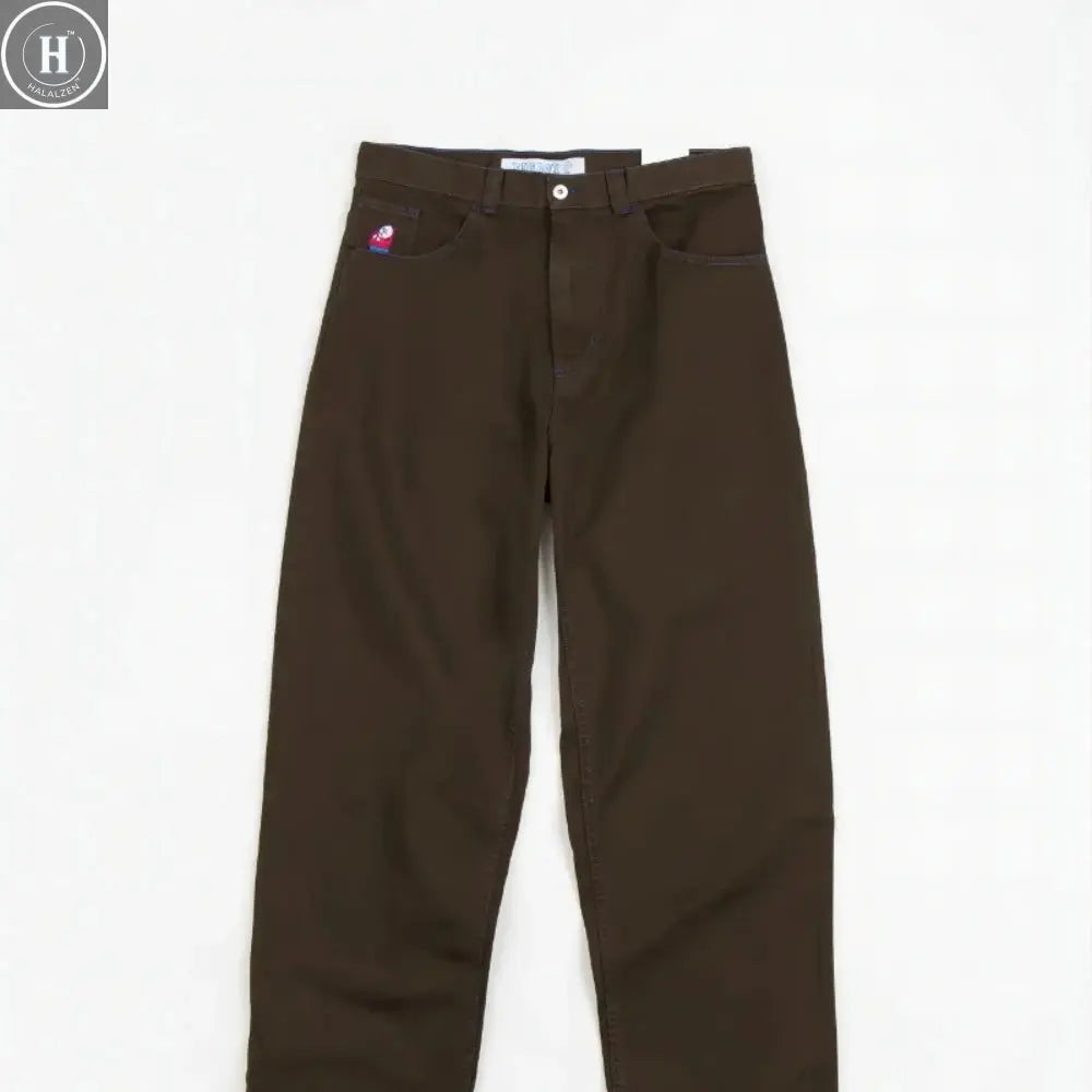 Hip Hop Retro Blue Cartoon Embroidery Jeans for men Gothic Baggy Streetwear Polar Big Boy Jeans Mens Fashion Wide Leg Trouser HALALZEN