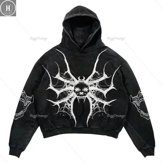 Explosions of New Harajuku Zipper Hooded Sweater Street Men and Women Retro Shirt Sweatshirt Gothic Jacket Hooded Couple Sweater HALALZEN