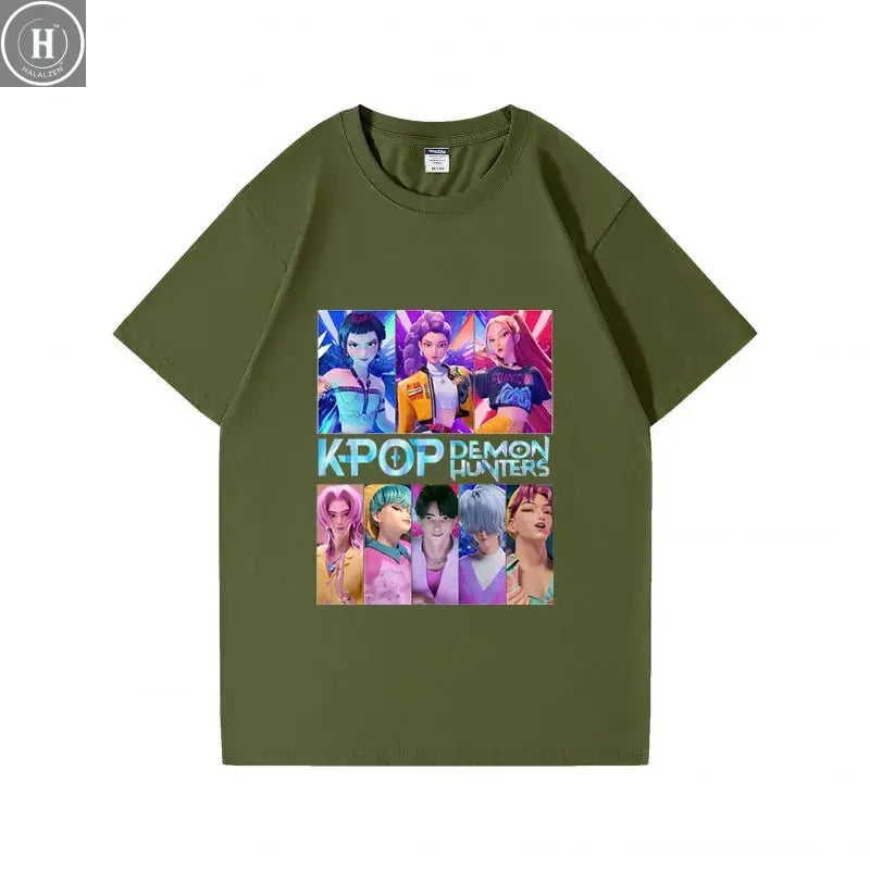 Kpop Demon Hunters HUNTRIX Saja Boys T Shirts Girls O-Neck Casual Women Summer Shirts Cotton T-shirt High Quality Clothing Tops HALALZEN