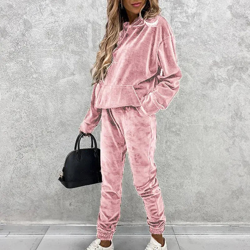 Jumper Suit Winter Spring Solid Casual Tracksuit Women Fleece 2 Pieces Sets Sports Sweatshirts Pullover Sweatpants Halalzen UK
