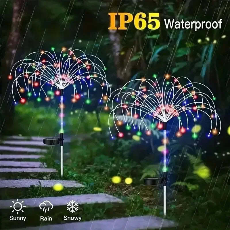 2Pack Solar Powered String Lamp Tree Waterproof Outdoor Fireworks 8 Modes DIY Lawn Patio Garden Christmas Light Decorations 2024