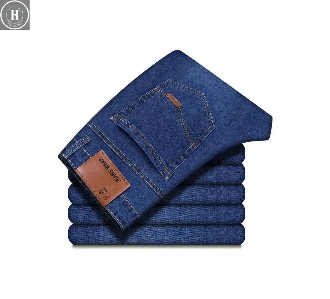 2025 New Autumn Classic Men's Fitted Stretch Jeans High-end Blue Black Casual All-Match Pants Straight Leg Men's Pants HALALZEN