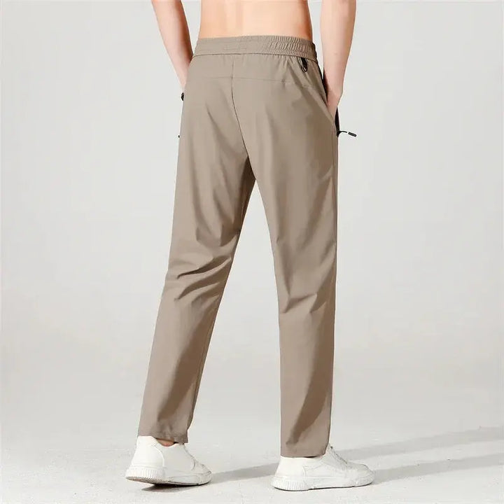 Ice Silk Men's trousers 2024 summer black-and-gray thin style business casual pants outdoor stretch breathable straight leg loos Halalzen UK