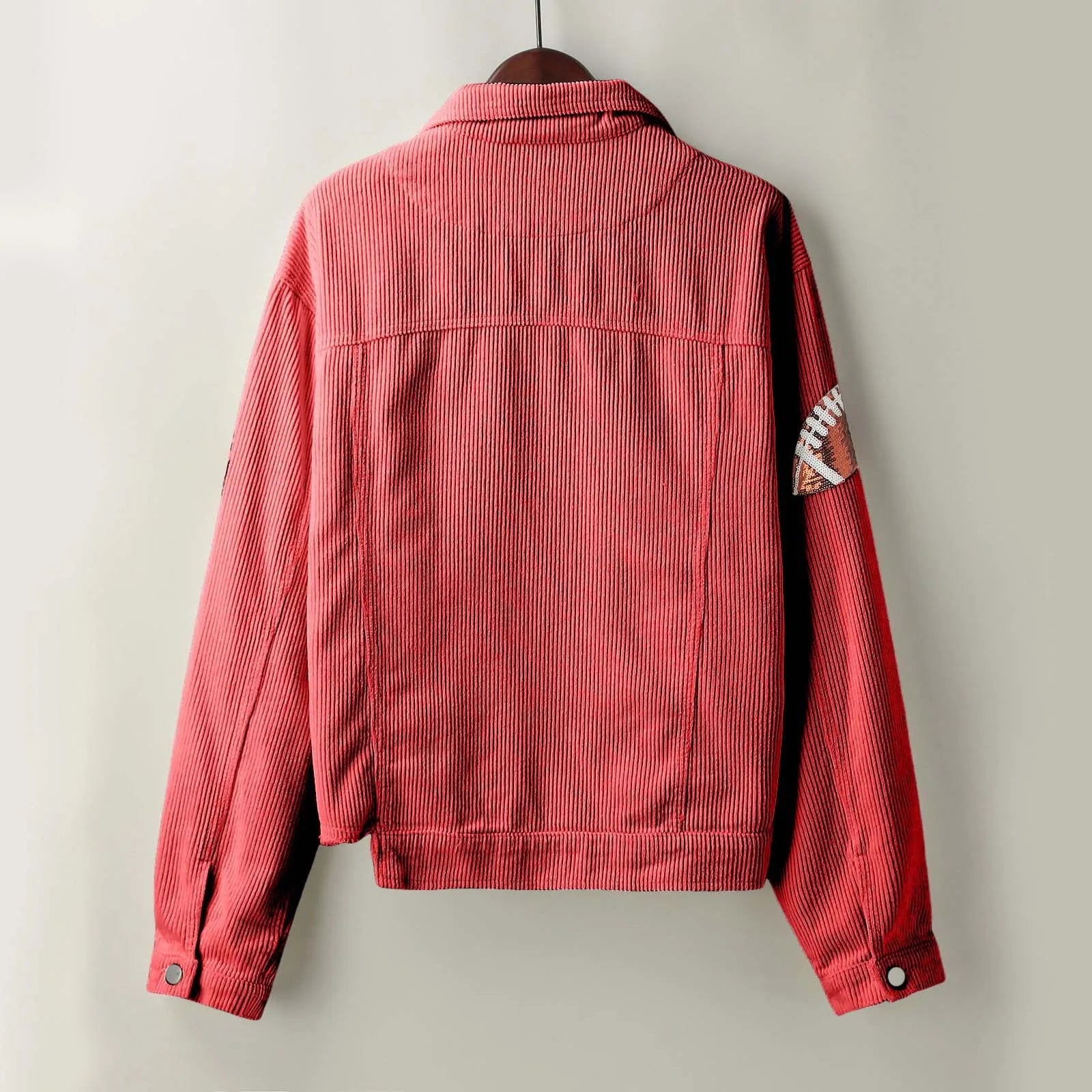 Womens Fall Winter Corduroy Football Sequin Jacket Slim Fit Baseball Casual Jacket Danger Days Button Up Shirts Outwears куртка
