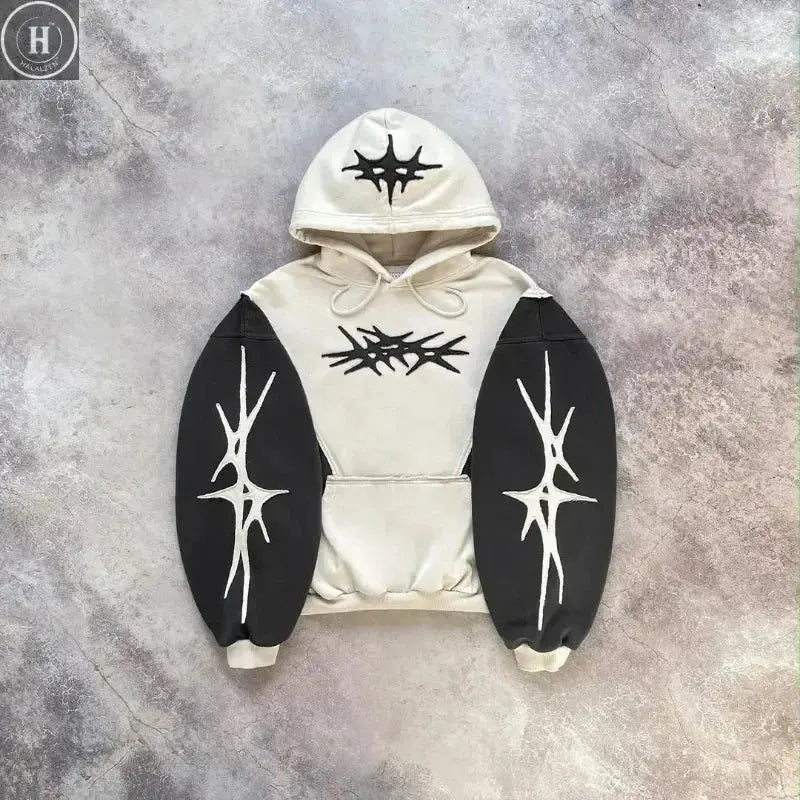 Hip Hop Embroidery Streetwear Hoodie for Womens Y2K Retro Hoodie Sweatshirt Men New Harajuku Gothic Pullover Hoodie Clothes HALALZEN