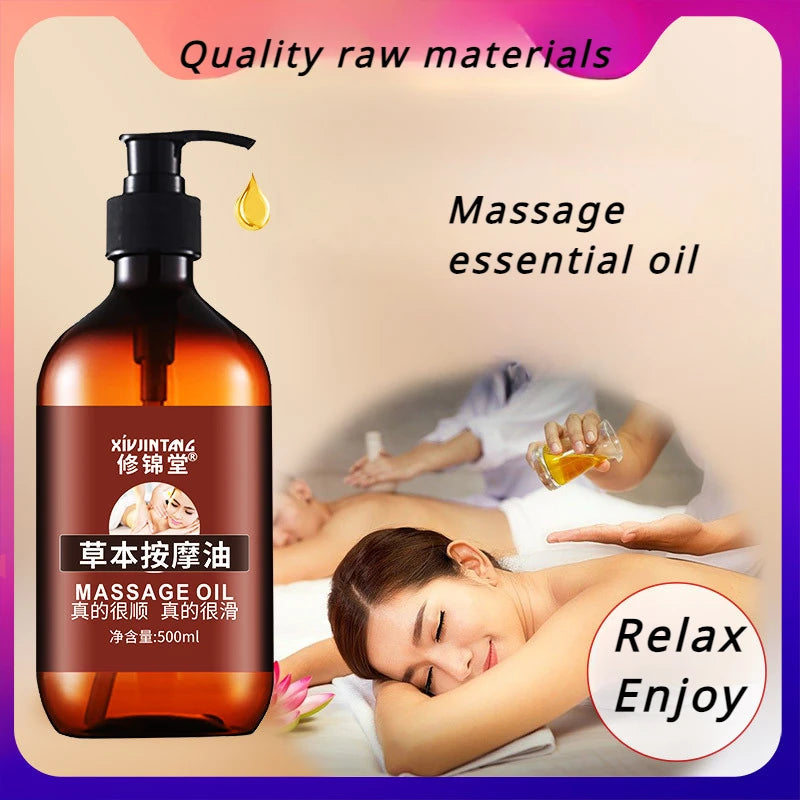 500ml Massage Oil Body Massage Oil Pure Essential Oils Relieve Stress for Organic Body Massage Relax Beauty Health HALALZEN