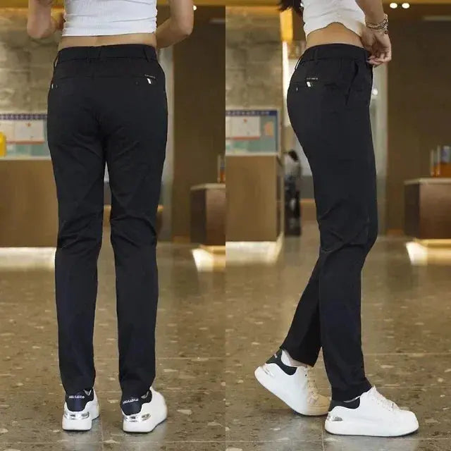Ice Silk Men's Golf Men's Midweight Casual Pants Sports Pants Simple Design Khaki Black Slim Straight Leg Stretch Casual Trouse Halalzen UK