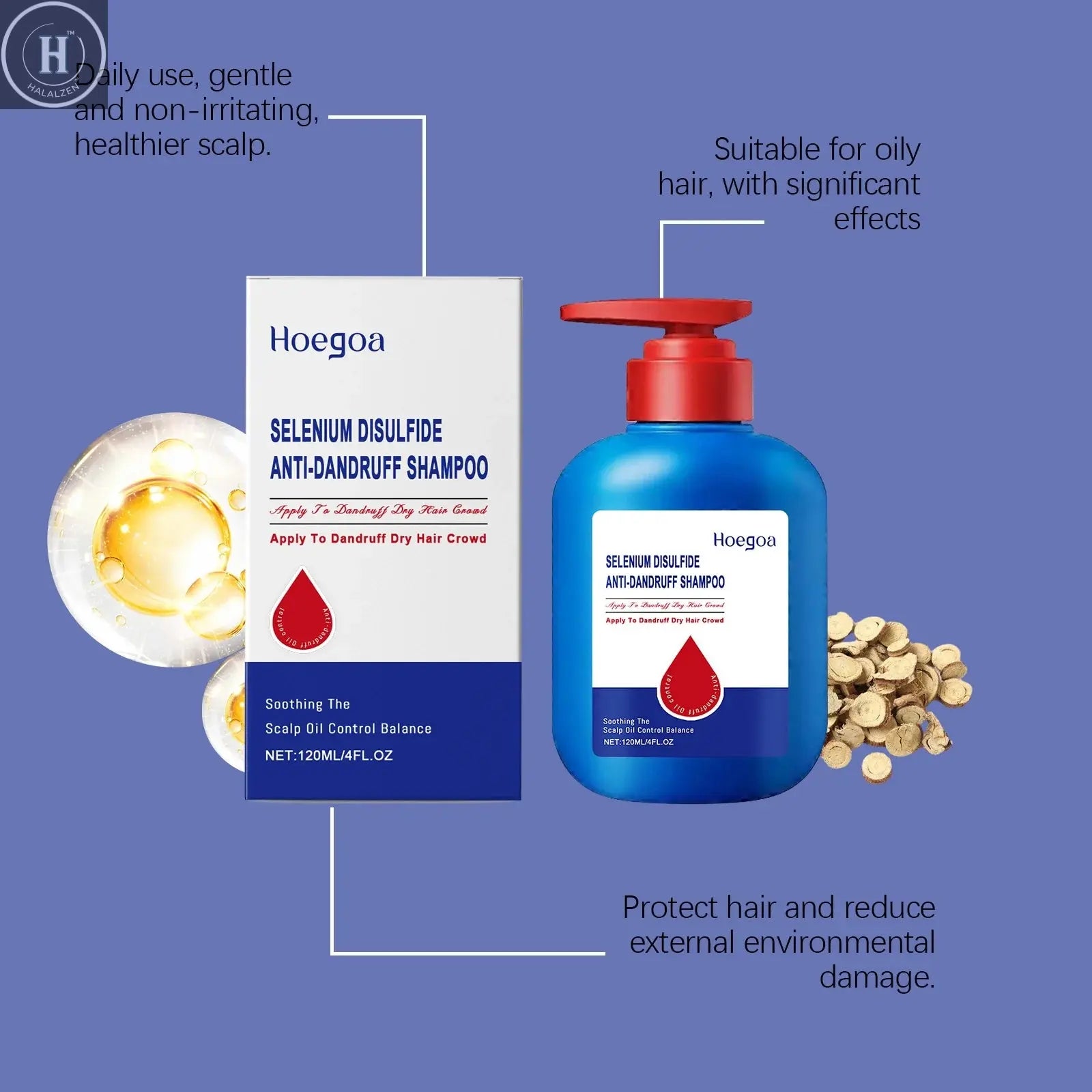 120ml Selenium Sulfide Shampoo Deep Cleansing Remove Dandruff Itchy Balance Oil Nourishing Restoration Hair Color Shampoo HALALZEN