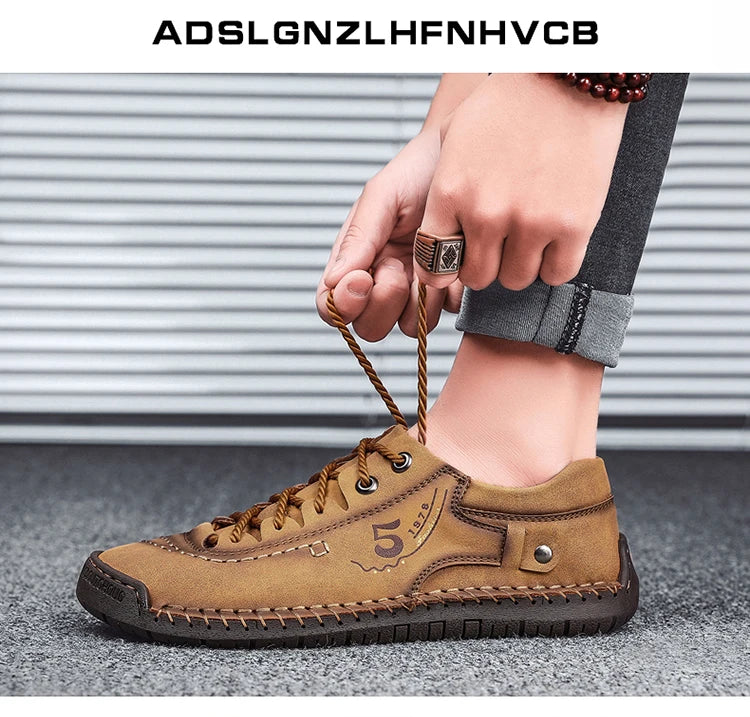 Men Leather Shoes Outdoor Comfortable High Quality Fashion Soft Homme Ankle Non-slip Flats Casual Moccasin Handmade Big Size 48