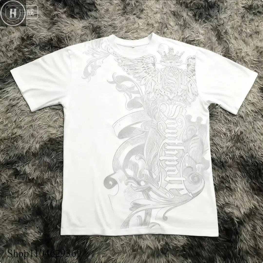 Classic Y2K Gothic Style T-shirt Print Oversized T Shirt High Street Shirts Gothic Round Neck Cotton Tops New Mens Women T Shirt HALALZEN