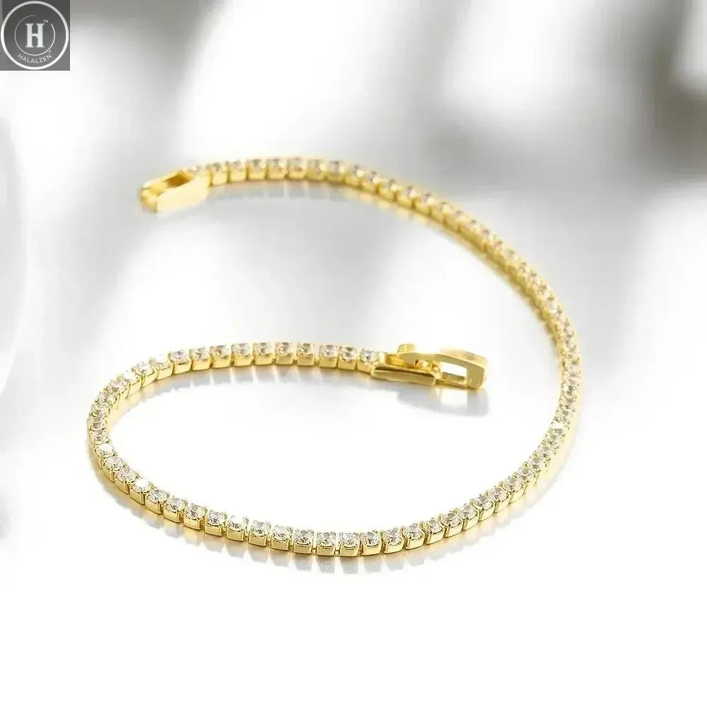 925 Sterling Silver Bracelet 16CM To 19CM Tennis Bracelet 2.5MM Zirconia Anniversary Gift HALALZEN