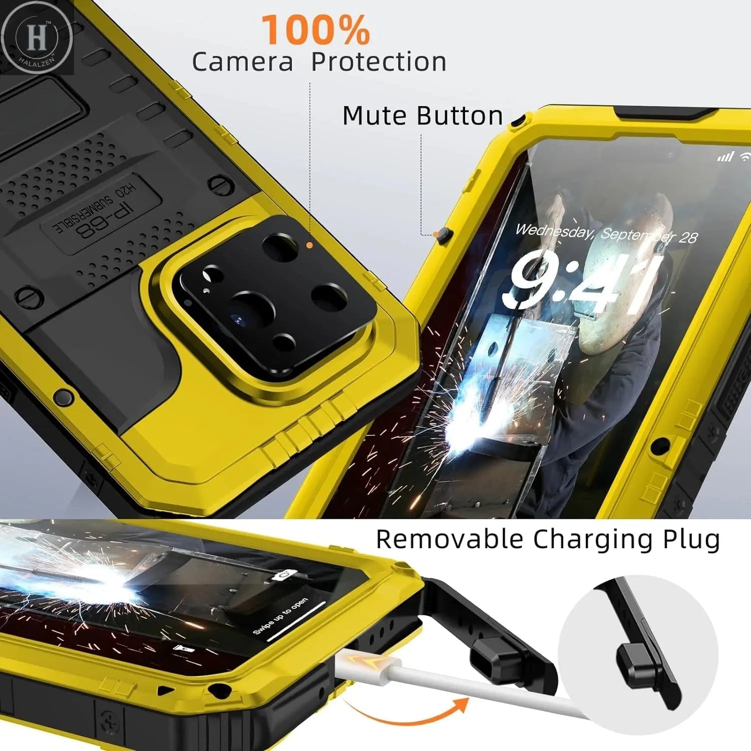 For iPhone 15 14 13 12 11 Pro Max XS XR 8 7 Plus SE3 IP68 Waterproof Rugged Metal Armor Case Shockproof Cover Screen Protector Halalzen UK