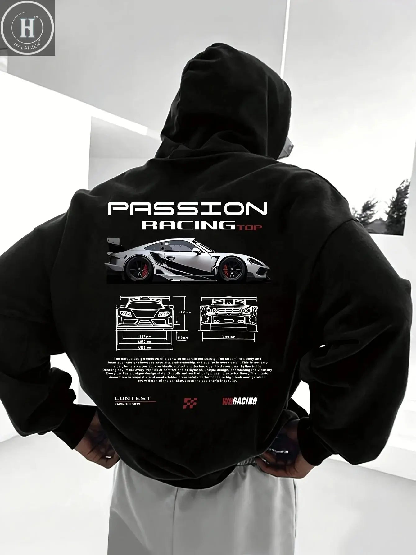 Men's autumn and winter letter print hooded sweatshirt, versatile sports casual loose hooded sweatshirt HALALZEN