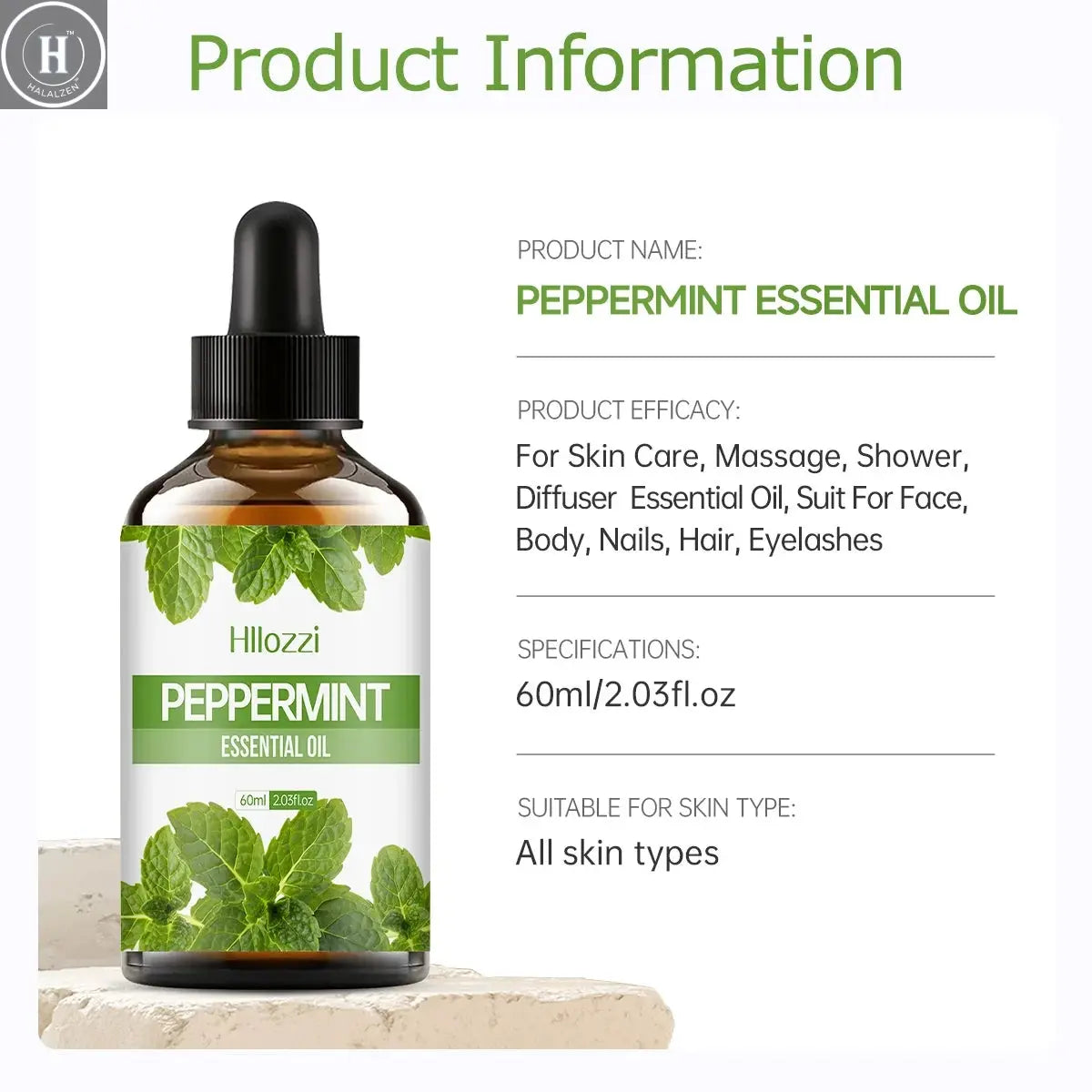 100ml/60ml/30mlPeppermint essential oil hydrating multifunctional essential oil aromatherapy candle car diffuser HALALZEN