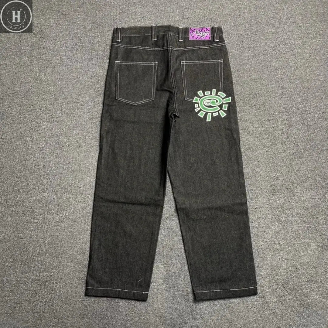 New Always Jeans High quality Printed Embroidery Straight Jeans Black Pants Men Jeans Printing Trend Street Wear AlwaysJeans Men HALALZEN