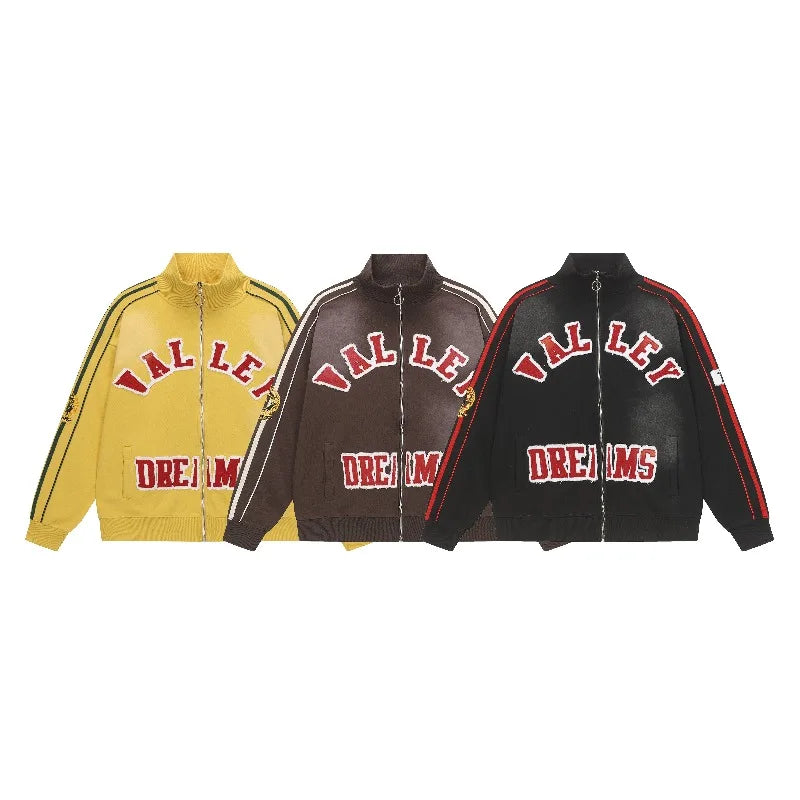 Black Washed VALLEY Zipper Jackets Men Women 1:1 Best Quality Oversized Vale Embroidered Logo Jackets