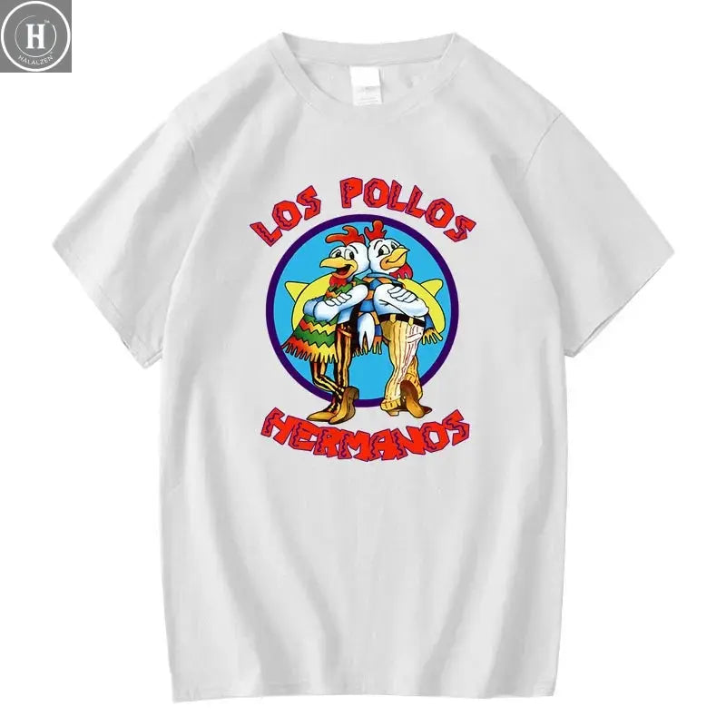 Summer Men's Short Sleeved High Quality 100% Cotton Breaking Bad LOS POLLOS Chicken Brothers Printed Casual For Men T-shirt Male HALALZEN