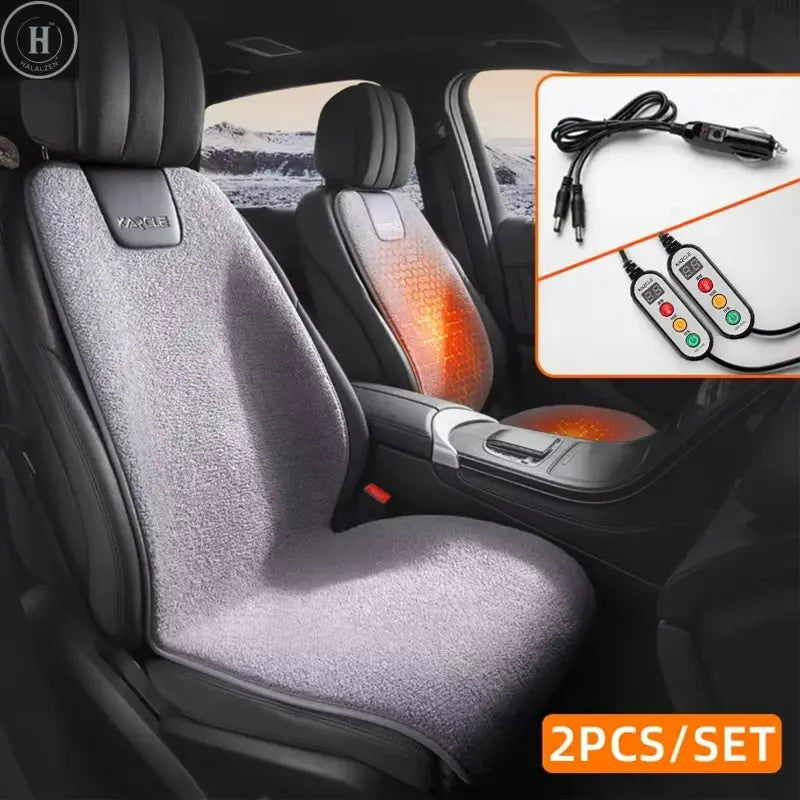 Heated Car Seat Cover Fleece Graphene Fast Car Seat Heater 12/24V Warm Plush Seat Protector Car Heating Mat Winter Seat Cushion HALALZEN