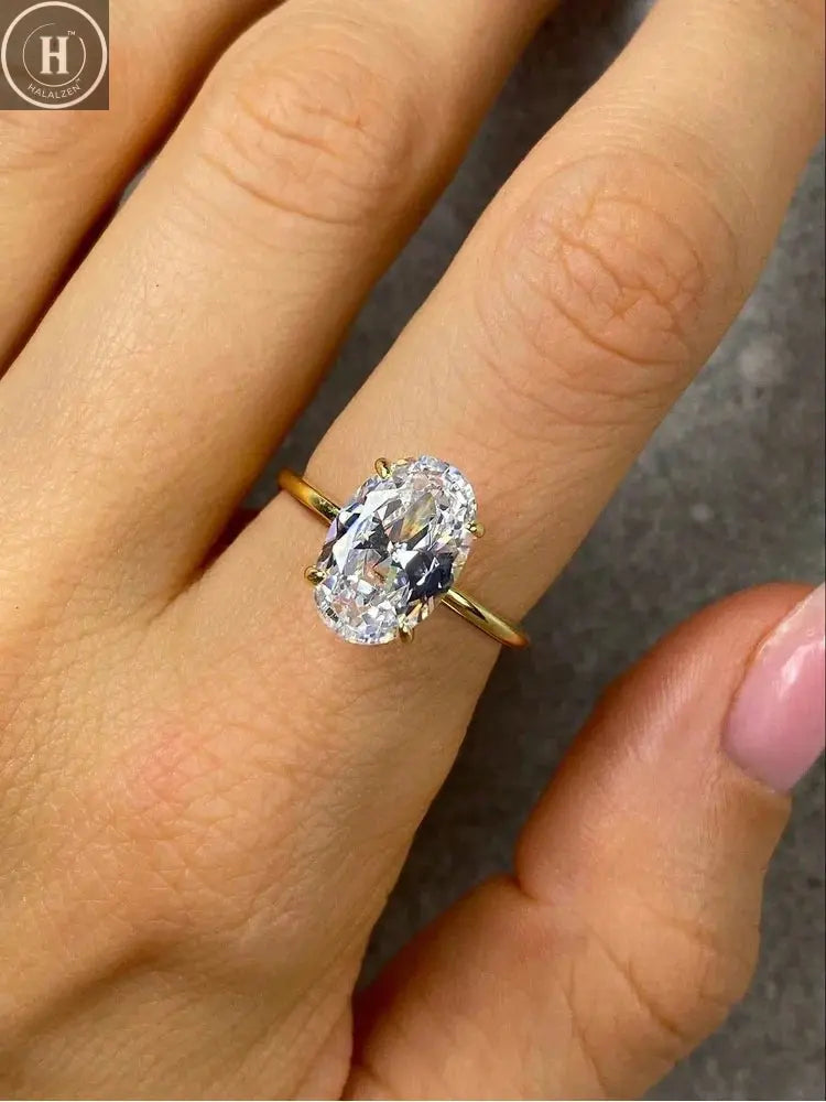 925 Sterling Silver Luxury Shiny 1-8CT Zircon Engagement Ring Wedding Band For Women Promise Eternity Ring Fine Jewelry Gift HALALZEN