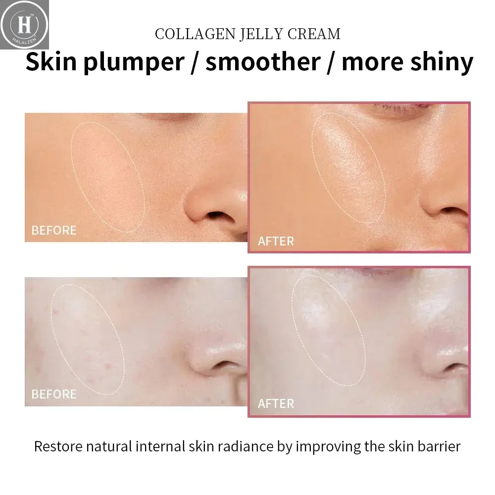 Collagen Jelly Cream Niacinamide Tightening Soothing Moisturizing Anti-Aging Firmness Hydration Skincare 100ml Face Gel HALALZEN