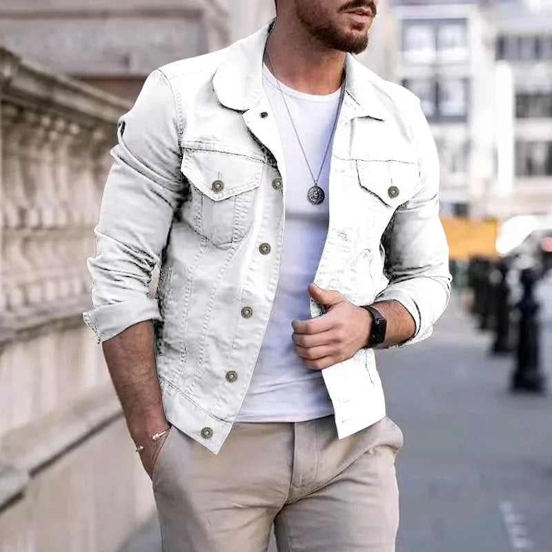 2025 New Men's Fashion Casual Jacket Washed Denim Top Autumn Loose Large Size Denim Jacket Men Jacket