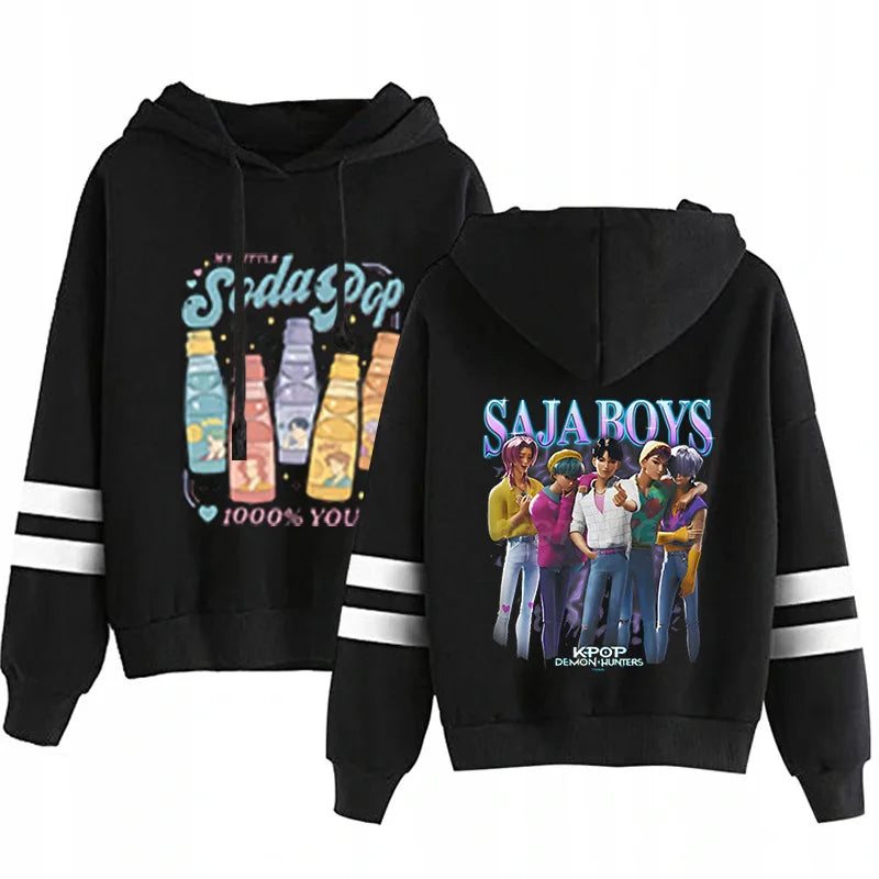 Kpop Demon Hunters Fashion Hoodie Long Sleeve Double Bar Trendy Streetwear