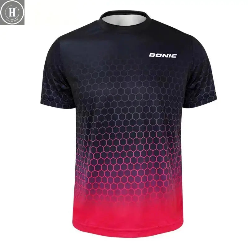 New Men's Table Tennis T-Shirt with 3D Print Men's Summer Breathable Badminton T-Shirt Table Tennis Short-Sleeved Quick-Dry Top HALALZEN