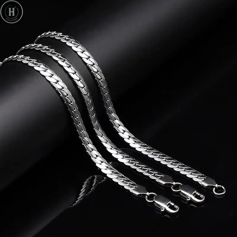 20-60cm 5mm Silver Color luxury brand design noble Necklace Chain For Woman Men Fashion Wedding Engagement Jewelry HALALZEN