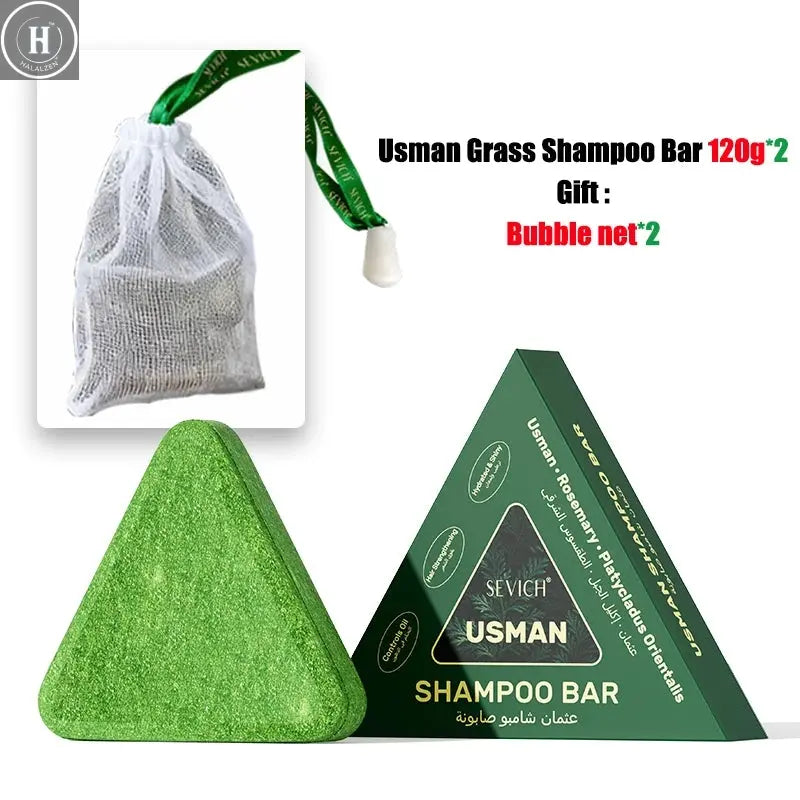 120g Usman Grass Soap For Hair Growth Volumizing Smoothing Bars Strengthening Thickening Hair Care Shampoo for All Hair Types HALALZEN