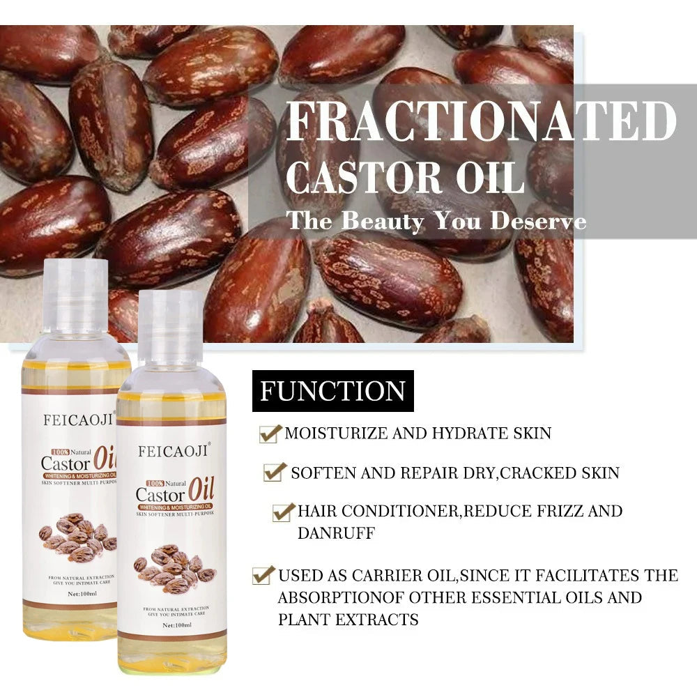 100% Organic Pressed Castor Oil for Face Relaxation Essential Oil Mixing Massage Body Oil Moisturizer Whitening For Skin 100ml HALALZEN
