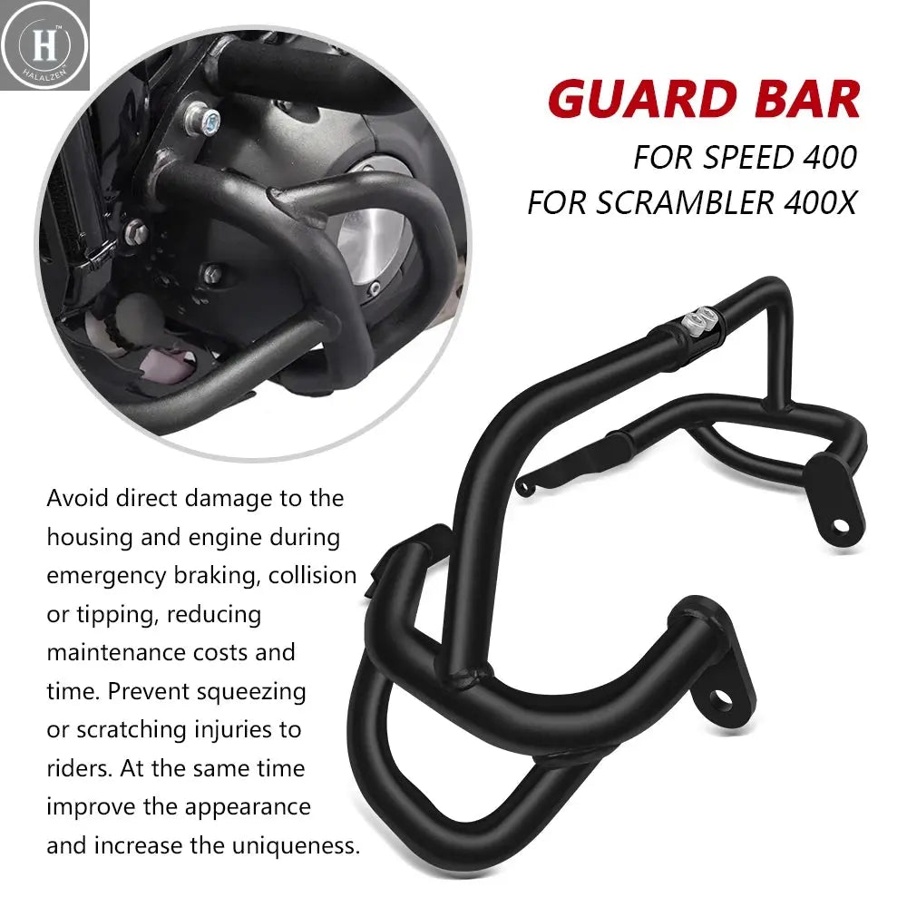 For Motorcycle Crash Bar Engine Guard Frame Protector Bumper Kit Speed400 SCRAMBLER 400 X 2024 2025 Speed 400 Scrambler 400X HALALZEN