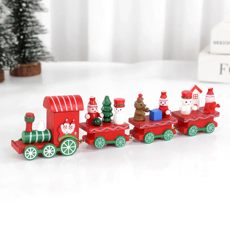 Christmas Wooden Train Merry Christmas Decorations for Home 2024 Xmas Tree Ornament  Navidad Noel Kids Gift Happy New Year 2025