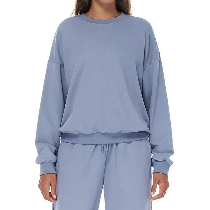 Autumn Winter New Sports Hoodie Loose Casual Round Neck Long Sleeved Fitness Top Fashion Running Versatile Pullover for Women